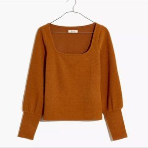 Madewell Ottoman Rib Square-Neck Top in Dried Cedar